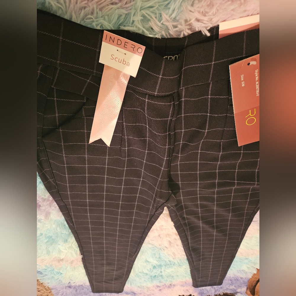 NWT Indero Skinny Black Plaid Pants